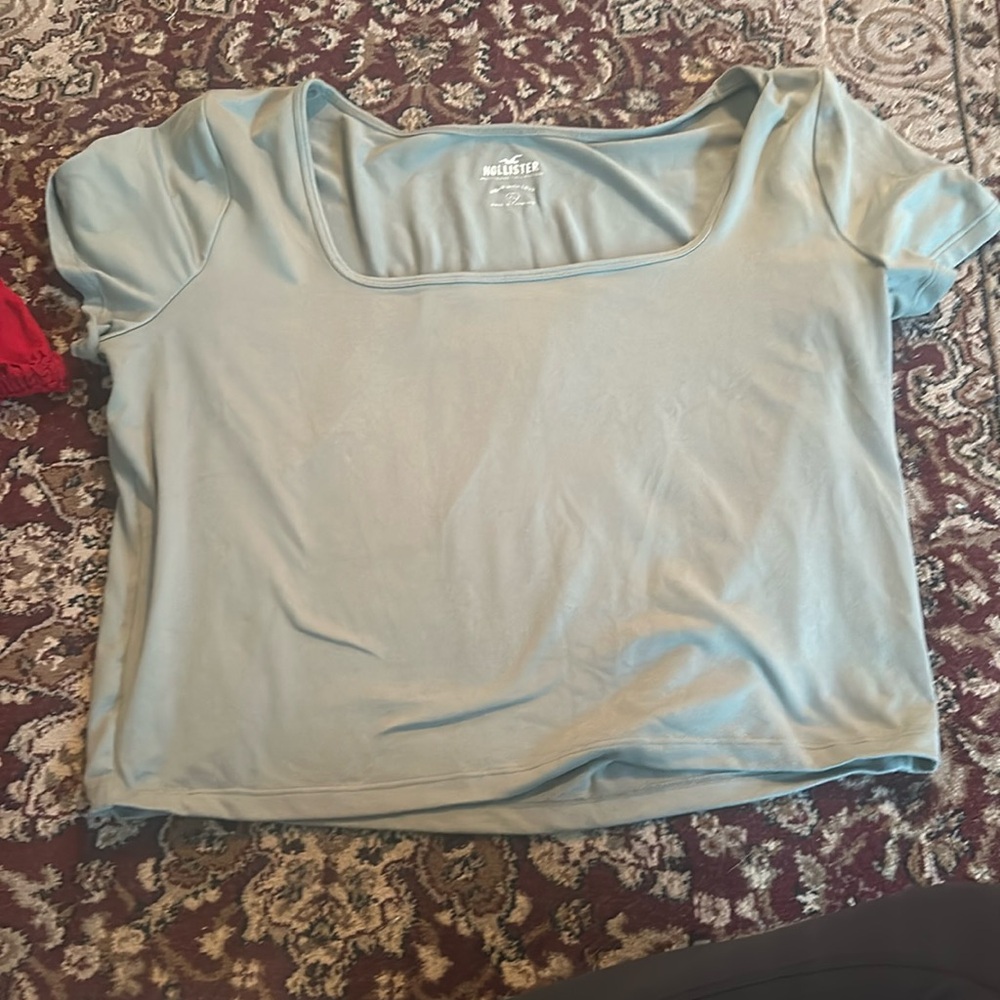Sage green tight fit Hollister square neck top